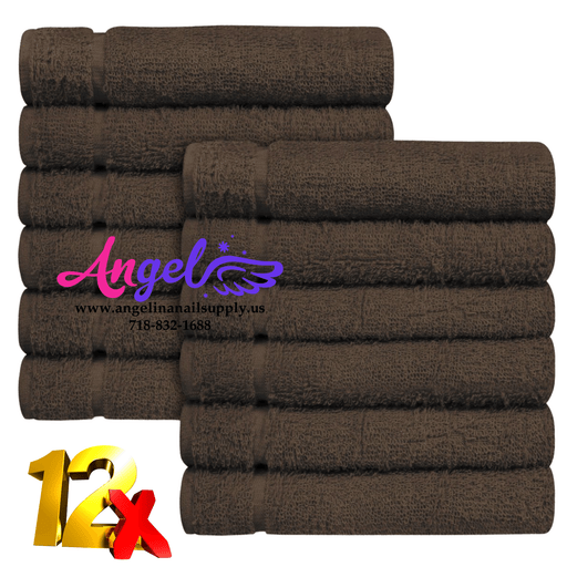 Pedicure Towel - Brown (Box of 144) - Angelina Nail Supply NYC