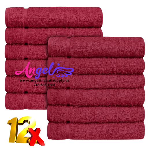 Pedicure Towel - Burgundy (Box of 144) - Angelina Nail Supply NYC